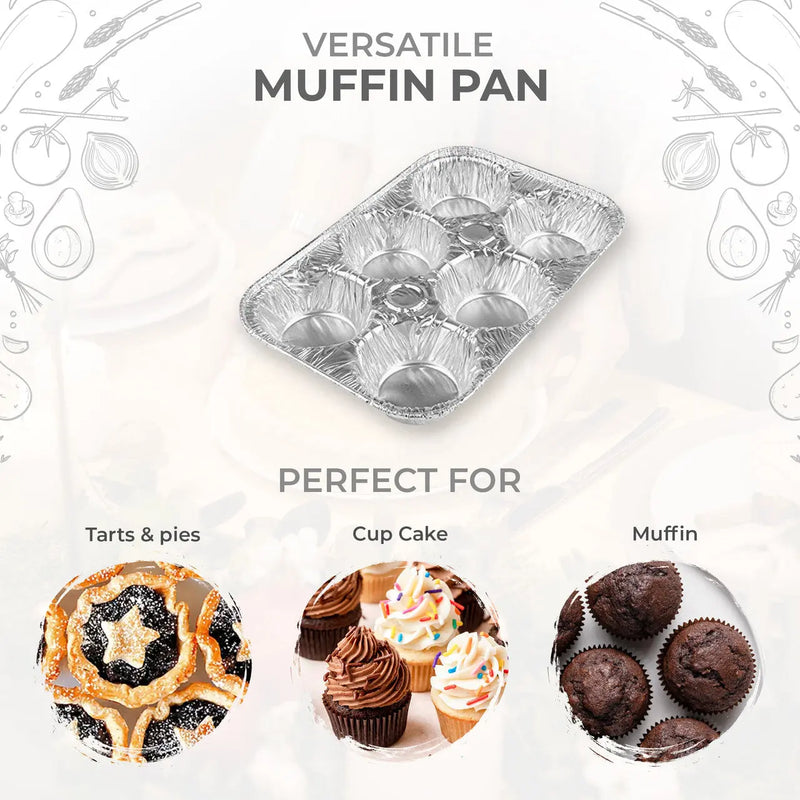 Disposable Aluminum Foil 6 Cup Muffin Pan  #1500 Durable Packaging