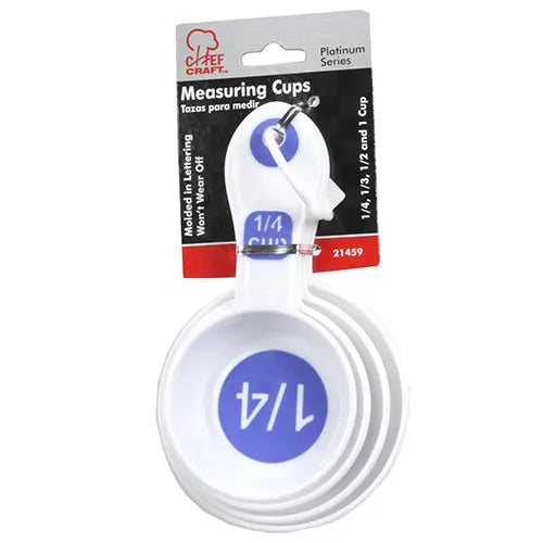 4 Piece (1/4, 1/3, 1/2, and 1 cup measurements) Plastic Measuring Cup Set - #21459 Chef Craft