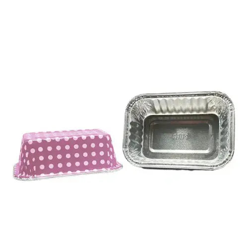 Amazon Overstock 6 oz. Disposable Colored Polka Dot Foil Mini Loaf Pan without Lids - 100 Count - #4004NL KitchenDance