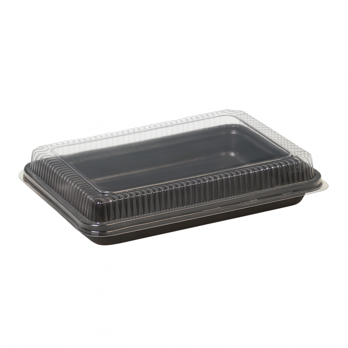 9" x 13" Black Quarter Size Oven Safe Heavy Weight Sheet Pan with Low Dome Lid - #42082-47924