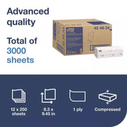 Tork 1-Ply Compressed Multifold Hand Towel, White - Case of 3000 #424834 Tork