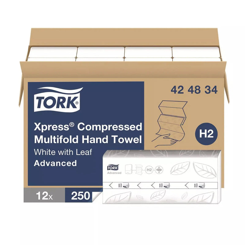Tork 1-Ply Compressed Multifold Hand Towel, White - Case of 3000 #424834 Tork