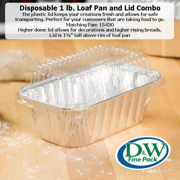 Plastic Lid for D & W Fine Pack  Aluminum Foil 1 lb. Mini Loaf Pan #PL-15430 D&W Fine Pack