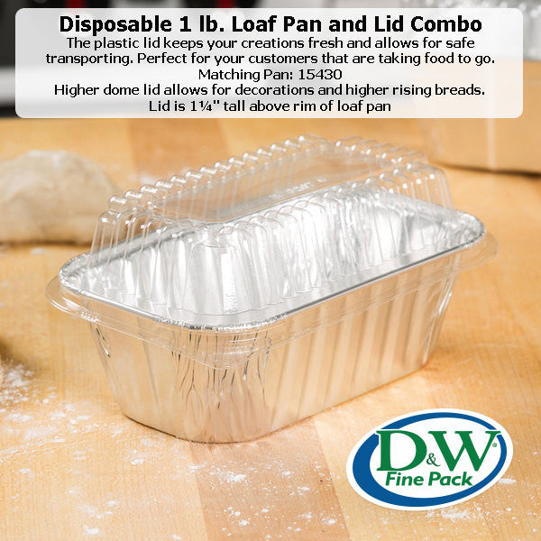 Plastic Lid for D & W Fine Pack  Aluminum Foil 1 lb. Mini Loaf Pan #PL-15430