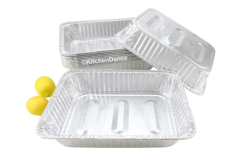 disposable aluminum foil lasagna pan, baking pan - large, deep, rectangle  