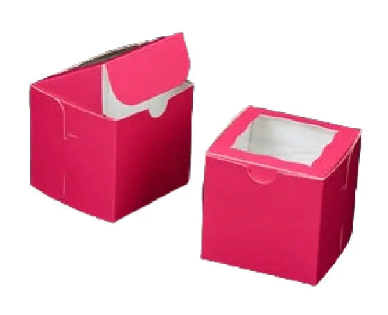4" x 4" x 4" Colored Lock & Tab Box with Window - Pack of 10  #444W BRP Box shop