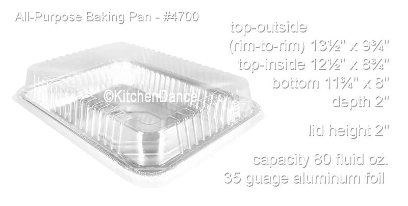 disposable aluminum foil all purpose baking pan, cake pan, food container with a plastic dome lid