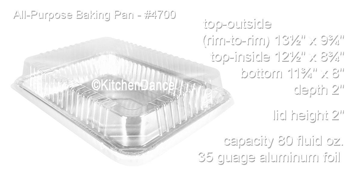 disposable aluminum foil all purpose baking pan, cake pan, food container with a plastic dome lid