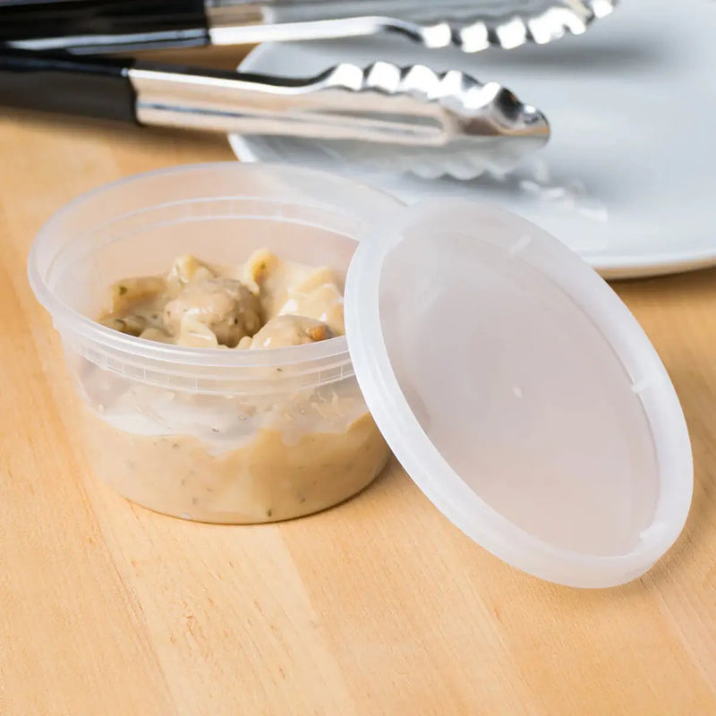 Tripack Deli Pro 12 oz. Round Microwavable Food Storage Deli Container With Lid Combo Pack - #TD40012 - Pack of 48 Tripack Deli Pro
