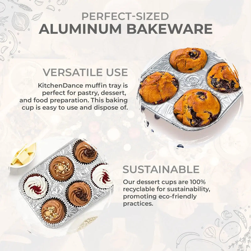 Disposable Aluminum Foil 6 Cup Muffin Pan  #1500 Durable Packaging