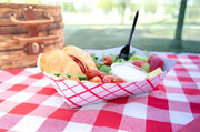 5 lb compostable food tray with filled with food truck food