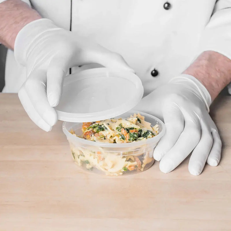 Tripack Deli Pro 8 oz. Round Microwavable Food Storage Deli Container With Lid Combo Pack - #TD40008 -Pack of 48 Tripack Deli Pro