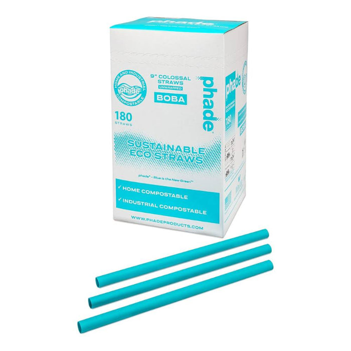 Phade® 9″ Ocean Friendly Unwrapped Sustainable Boba Eco-Straws - Box of 180 - #511207