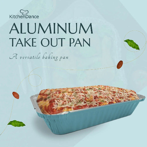 Colored 1½ lb. Shallow Foil Oblong Pan with Plastic Lid #6417P KitchenDance