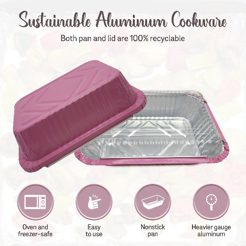 Colored Aluminum 1½ lb. Foil Deep Carryout Pan with Plastic Lid  #7650P KitchenDance