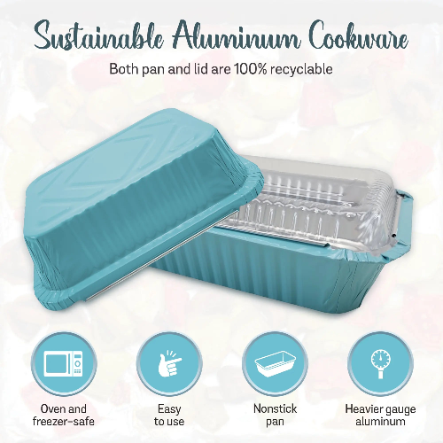 Colored Aluminum 1½ lb. Foil Deep Carryout Pan with Plastic Lid  #7650P KitchenDance