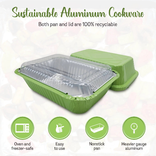 Colored Aluminum 1½ lb. Foil Deep Carryout Pan with Plastic Lid  #7650P KitchenDance