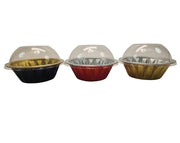 18 oz. Jumbo Disposable Aluminum Colored Pot Pie Pan with Dome Lid #A57P KitchenDance