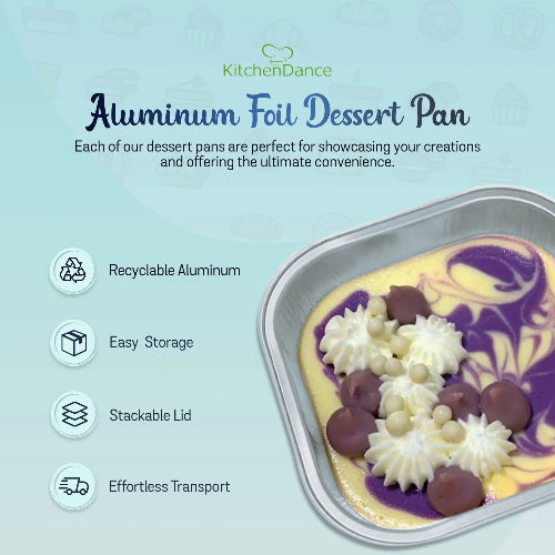 4" Square Colored Aluminum Foil Dessert Pan with Snap-On Plastic Lid   #A6P KitchenDance
