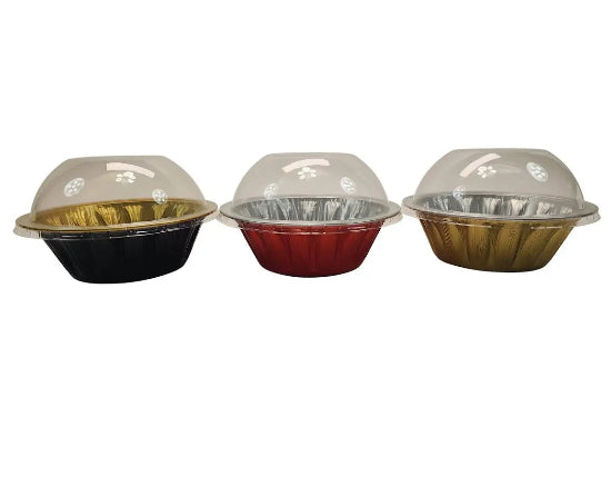 18 oz. Jumbo Disposable Aluminum Colored Pot Pie Pan with Dome Lid #A57P KitchenDance