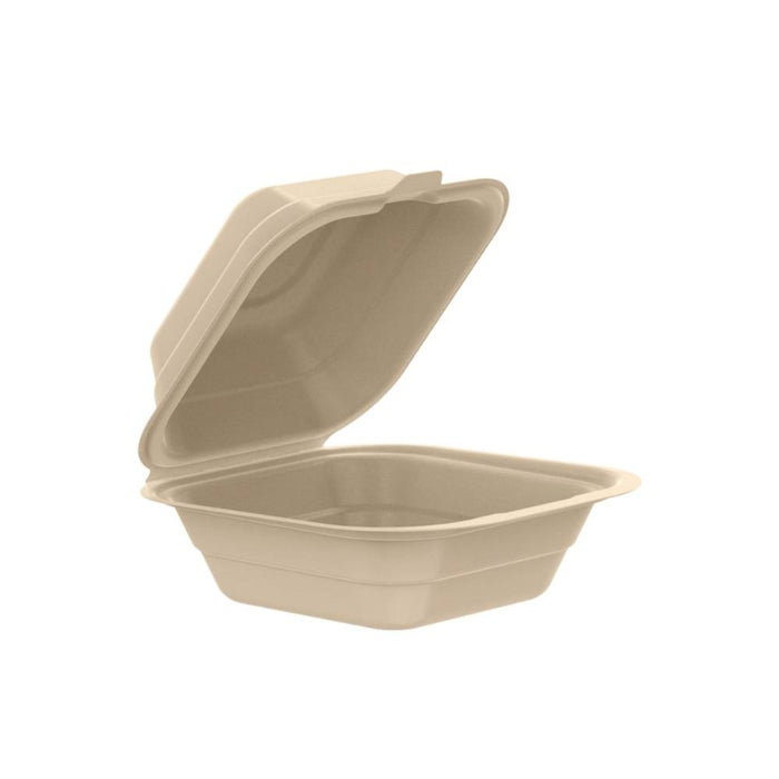 6" PFAS-Free Fiber Hinged Takeout Container, Natural - #60FBRHT1