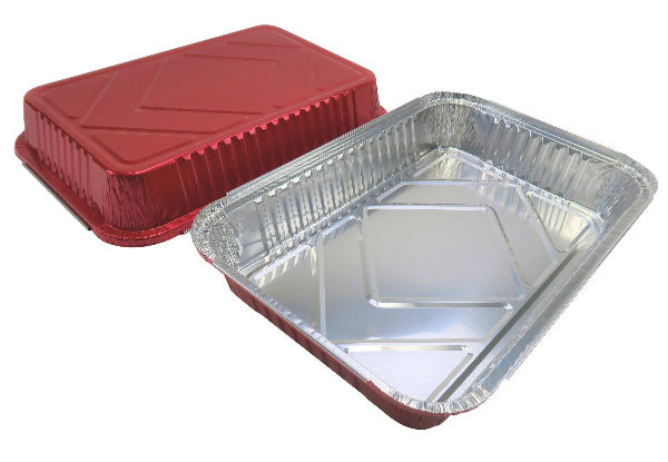Disposable Colored Aluminum Foil 4½  Lb. Carryout Pan with Board Lid #52180L KitchenDance