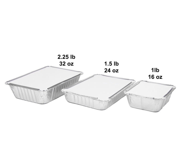 Bandeja de aluminio desechable para llevar de 2¼ lb con tapa de cartón n.° 250 l