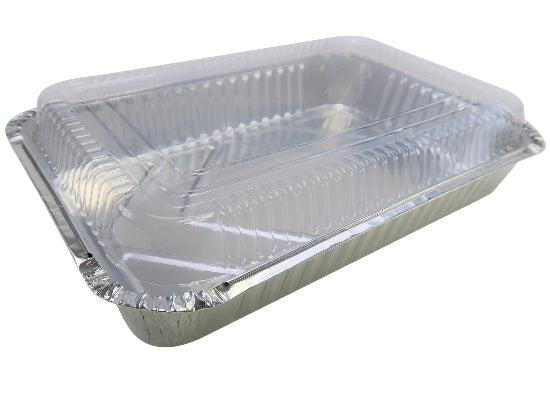 Disposable Colored Aluminum  4½  Lb. Carryout Pan with Plastic Lid #52180P KitchenDance