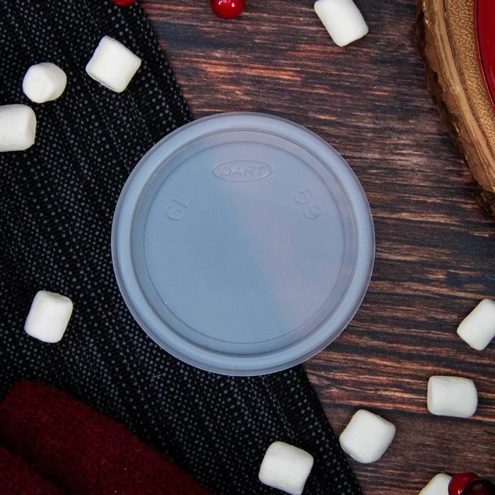 Dart 6 oz. Translucent HIPS Plastic Non-vented Lid - Sleeve of 100 - #6JLNV Dart Container