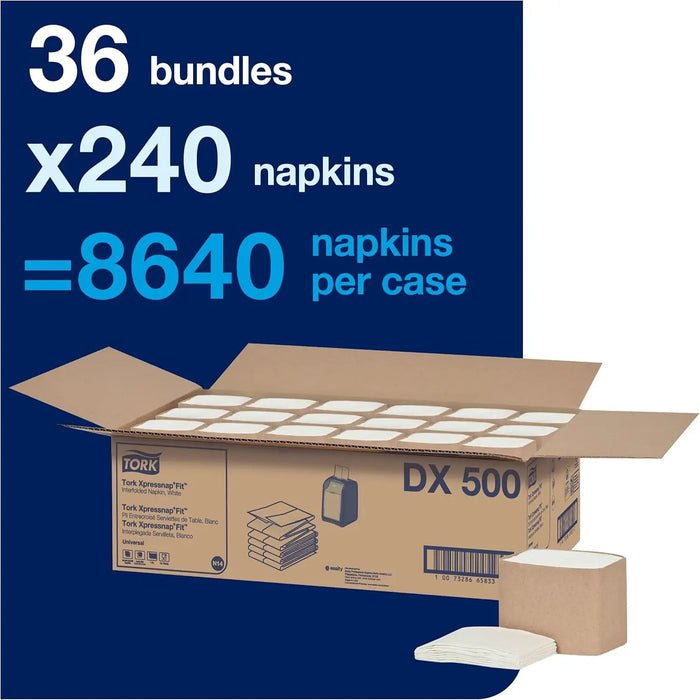 Tork Xpressnap Fit® White Dispenser 1-ply Napkin 100% Recycled Fibers - #DX500 Tork