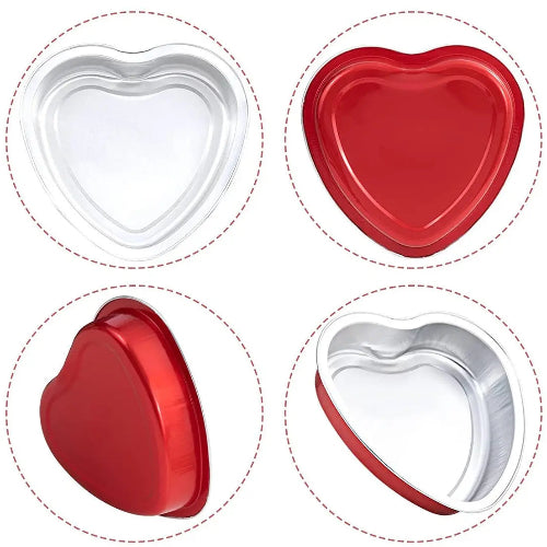 8 oz.  Disposable Heart shaped Foil Pan with Snap-on Plastic Lid  #A255P KitchenDance