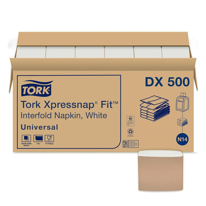 Tork Xpressnap Fit® White Dispenser 1-ply Napkin 100% Recycled Fibers - #DX500 Tork
