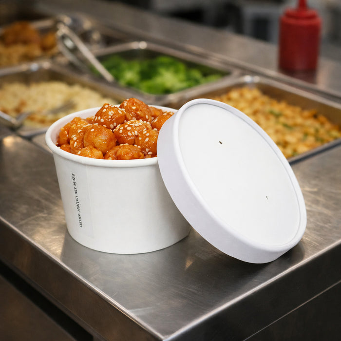 Prime Source 8 oz. White Paper Food Cup with Lid - Count of 25 - #75000396