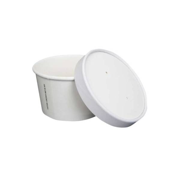 Prime Source 8 oz. White Paper Food Cup with Lid - Count of 25 - #75000396