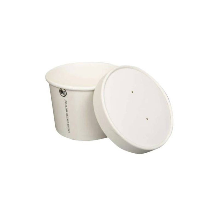 Prime Source 12 oz. White Paper Food Cup with Lid - Count of 25 - #75000397