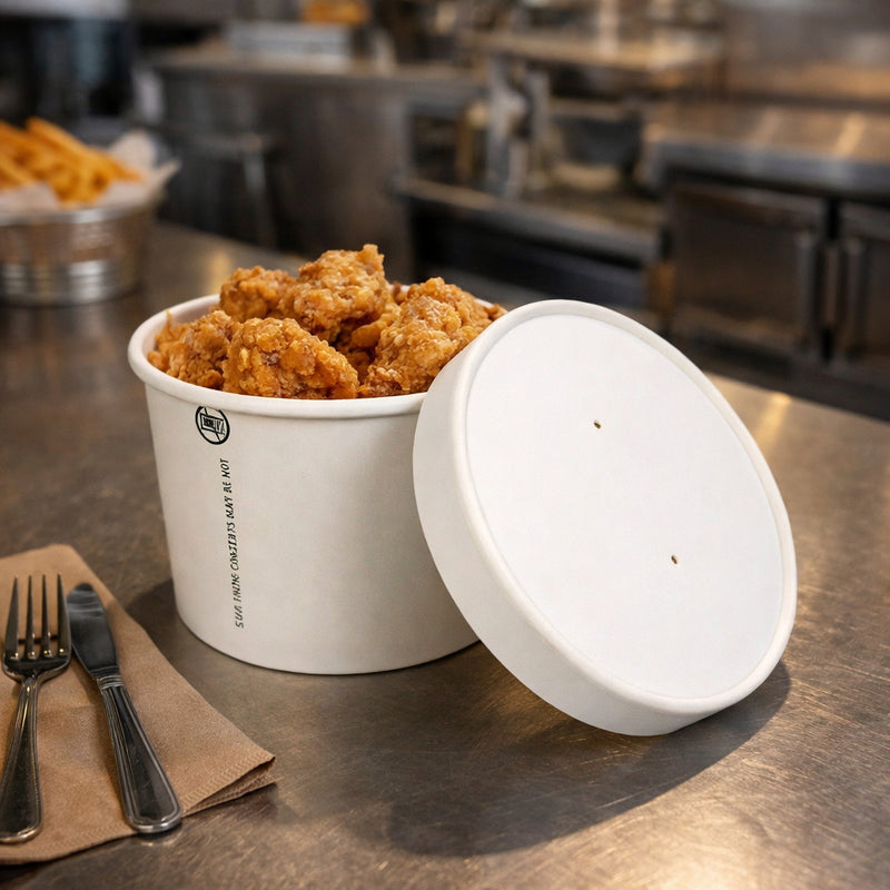 Prime Source 12 oz. White Paper Food Cup with Lid - Count of 25 - #75000397
