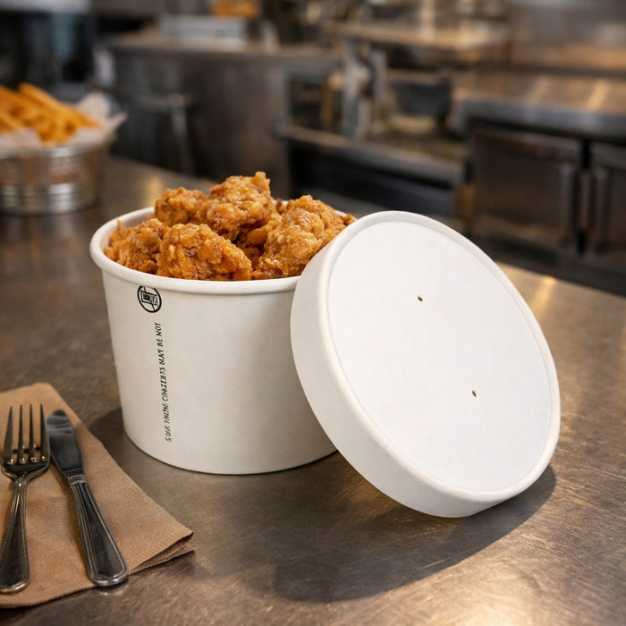 Prime Source 12 oz. White Paper Food Cup with Lid - Count of 25 - #75000397