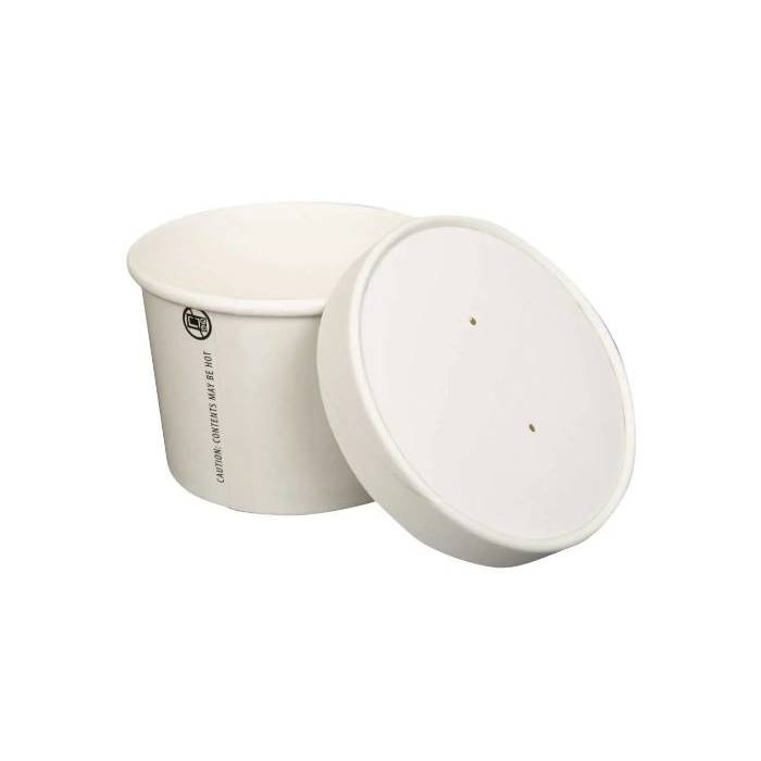 Prime Source 16 oz. White Paper Food Cup with Lid - Count of 25 - #75000398