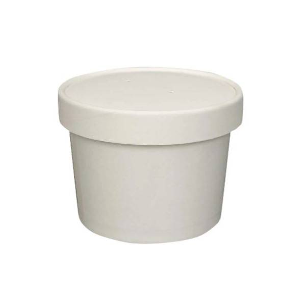 Prime Source 16 oz. White Paper Food Cup with Lid - Count of 25 - #75000398