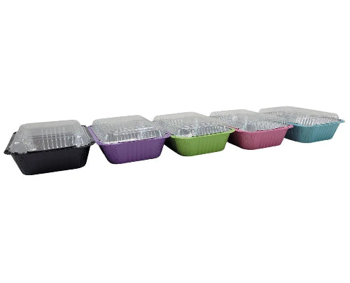 Colored Aluminum 1½ lb. Foil Deep Carryout Pan with Plastic Lid  #7650P KitchenDance
