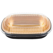 23 oz. Black and Gold Foil Entrée or Take Out Pan with Dome Lid #9331 Western Plastics