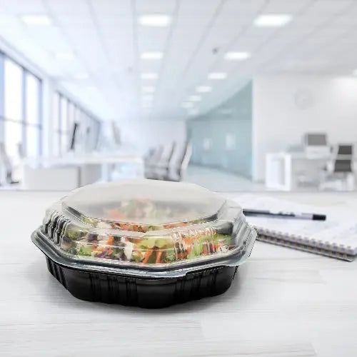 Dart Solo 9" PP Plastic Hinged Deep Octagon Entree Container - #809011-PP94