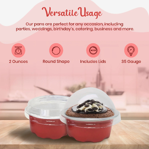 2 oz. Disposable Colored Foil Cup with Plastic Lid  #A3P KitchenDance