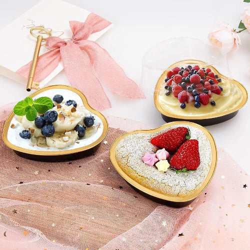 8 oz.  Disposable Heart shaped Foil Pan with Snap-on Plastic Lid  #A255P KitchenDance
