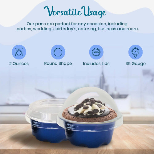 2 oz. Disposable Colored Foil Cup with Plastic Lid  #A3P KitchenDance