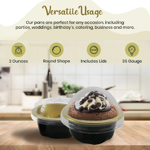 2 oz. Disposable Colored Foil Cup with Plastic Lid  #A3P KitchenDance