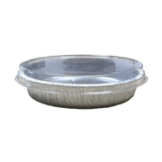 Handi-Foil 9" Round Handistax Take-out Container with Clear Plastic Lid - #846 HFA Inc. -- Handi-foil of America