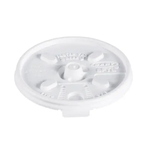 Dart Solo 8 oz. White  HIPS Plastic Lift 'n' Lock Lid - Sleeve of 100 - #8FTL
