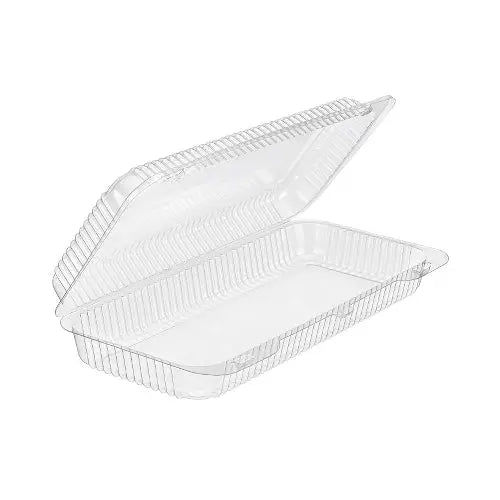 13 x 6 Rectangular Plastic Hinged Bakery Container, 90 oz. - #SLP90 Inline Plastics