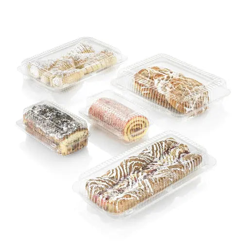 13 x 6 Rectangular Plastic Hinged Bakery Container, 90 oz. - #SLP90 Inline Plastics